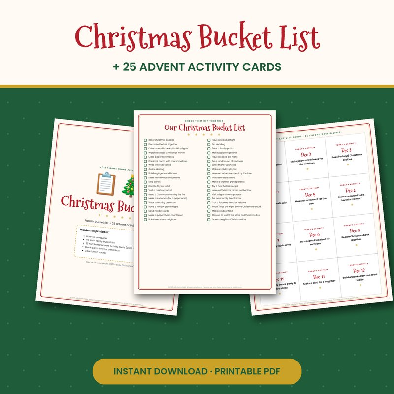 Christmas Bucket List Printable printable mockup