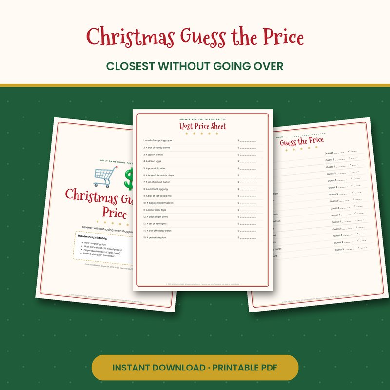 Christmas Guess the Price Game Printable printable mockup