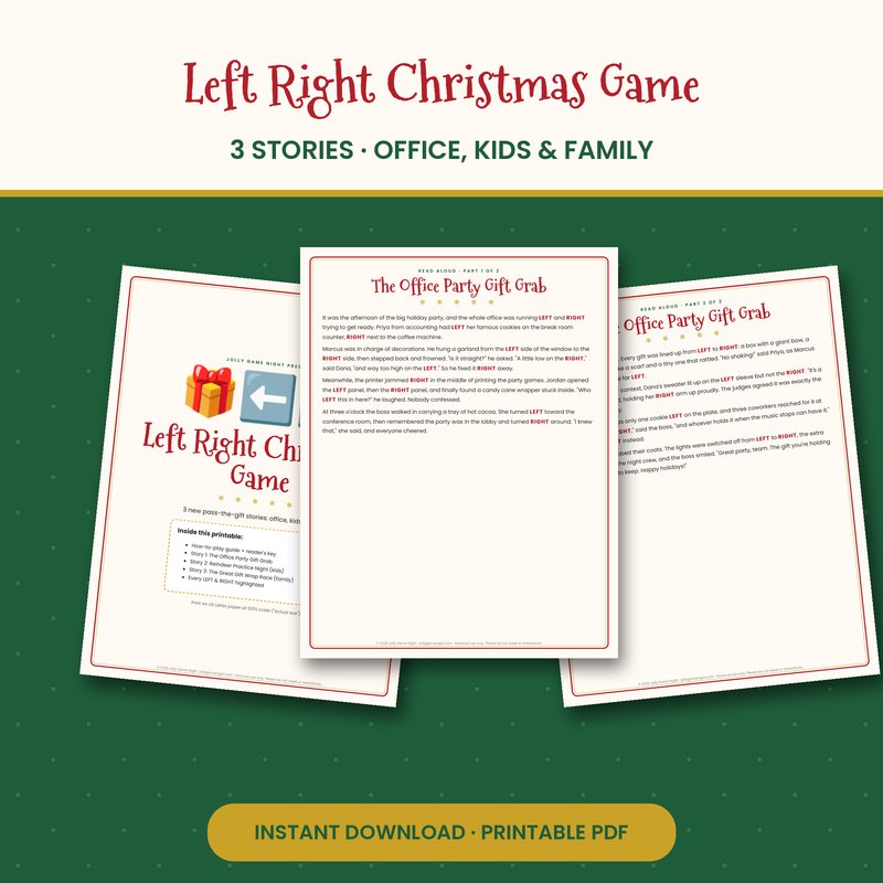 Left Right Christmas Game printable mockup