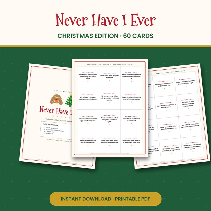 Never Have I Ever Christmas Edition printable mockup