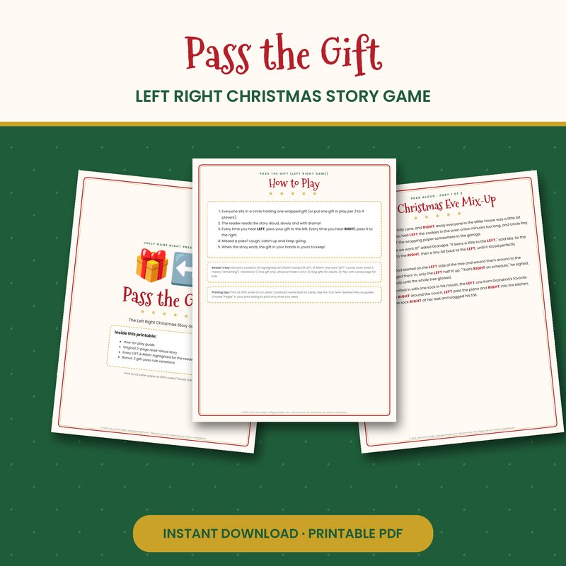 Christmas Left Right Game printable mockup