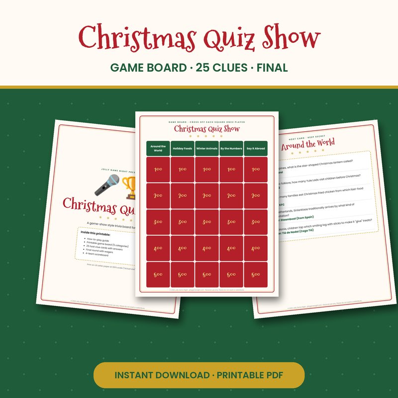 Christmas Quiz Show Game printable mockup
