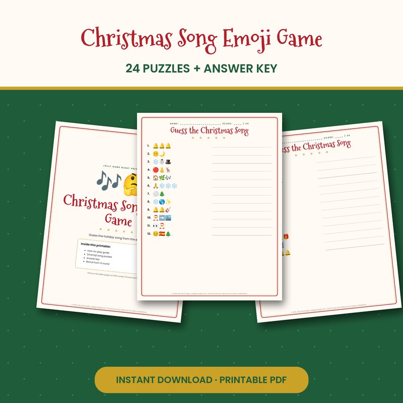 Christmas Song Emoji Game printable mockup