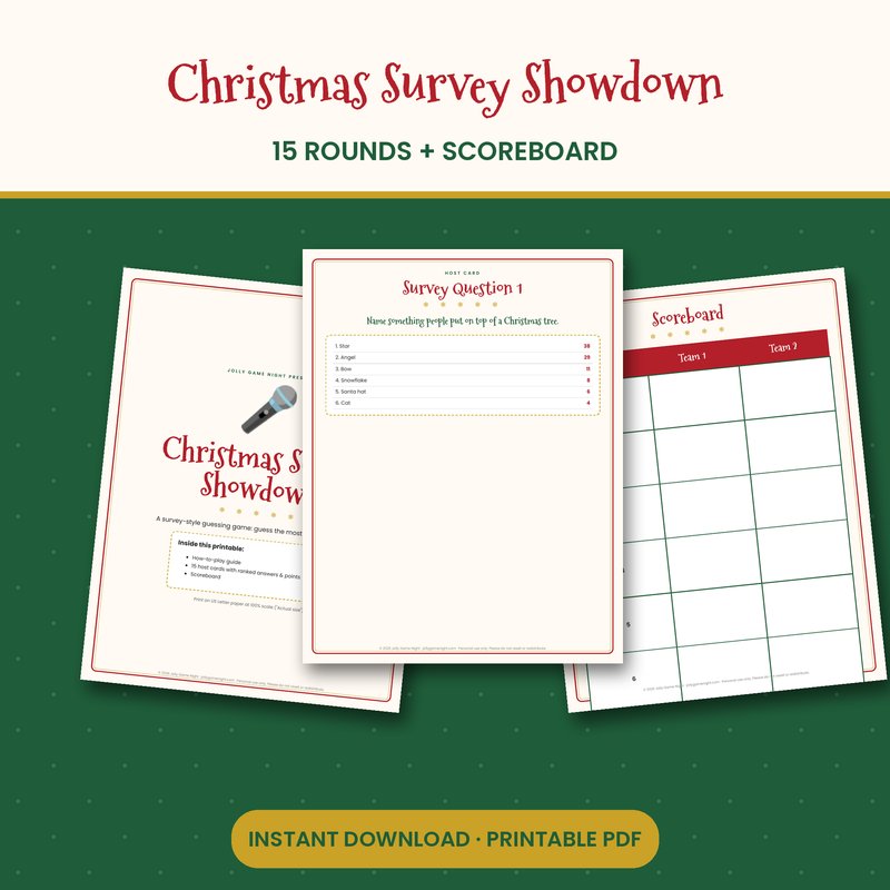 Christmas Survey Showdown Game printable mockup