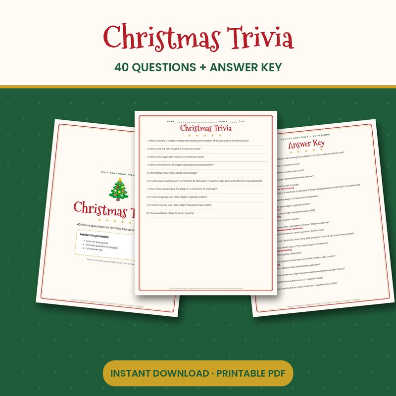 Christmas Trivia Game Printable printable mockup