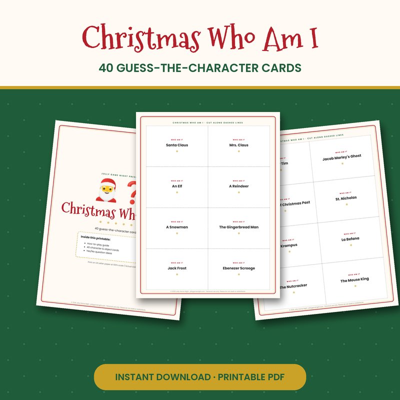 Christmas Who Am I Game printable mockup