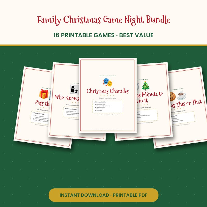 Family Christmas Games Bundle printable mockup