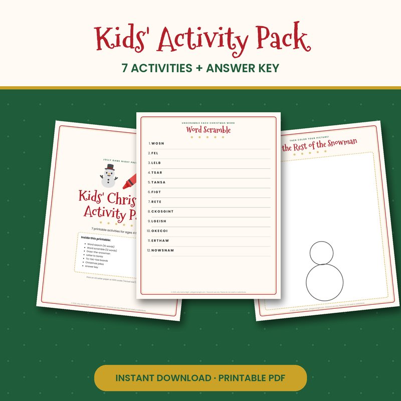 Kids Christmas Activity Pack Printable printable mockup