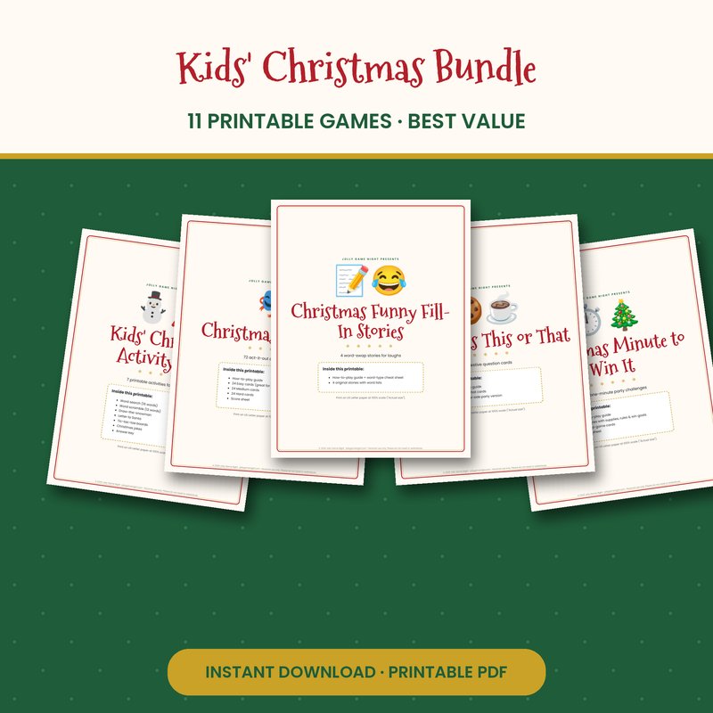 Kids Christmas Games Bundle printable mockup