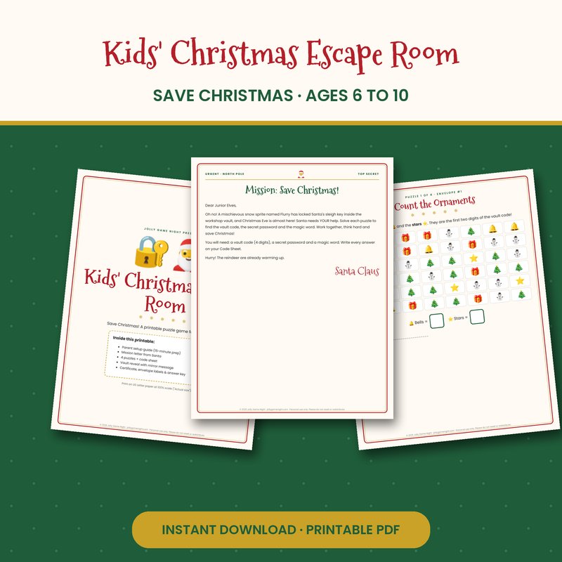 Kids Christmas Escape Room Printable printable mockup
