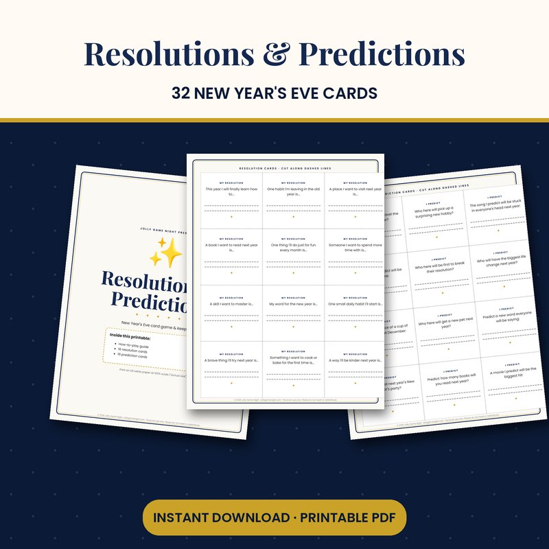 New Years Resolution & Prediction Cards printable mockup