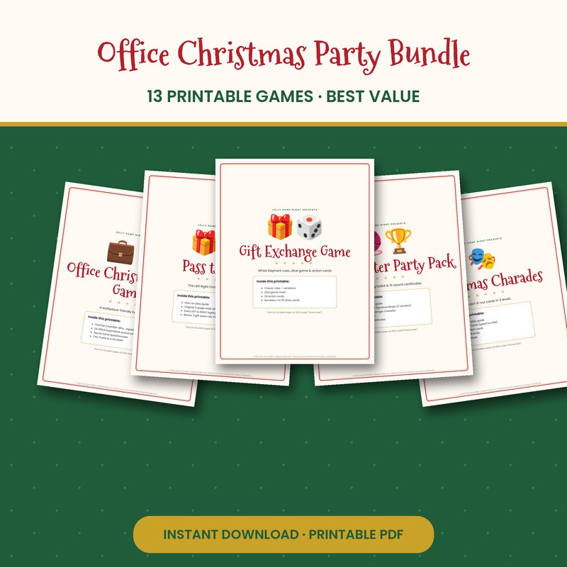 Office Christmas Party Games Bundle printable mockup