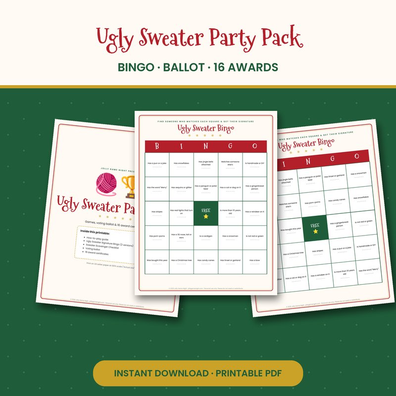 Ugly Sweater Party Games & Awards Printable printable mockup